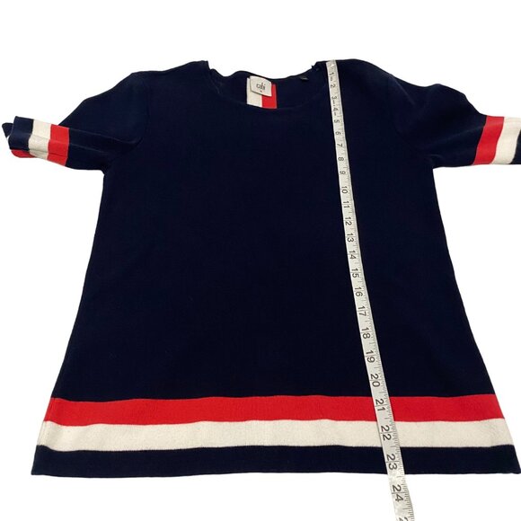 Cabi Hampton Shell Knit Nautical Short Sleeve Sweater Blue, Red, White Size M - Picture 6 of 6